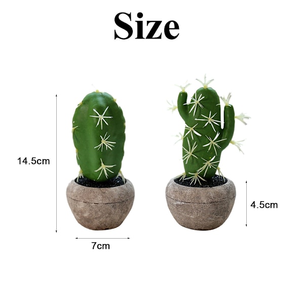 2 stk små simulerte planter potte kaktus bonsai kreativ