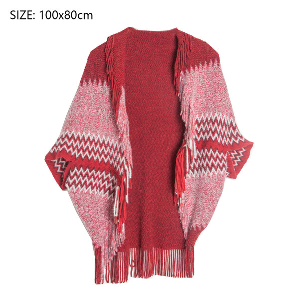 Dam varm sjal wrap öppen framsida poncho cape färgblock