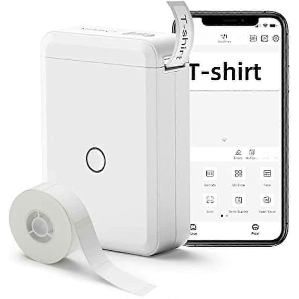 Bærbar Bluetooth-labelprinter - Mini håndholdt etiketmaskine med tape