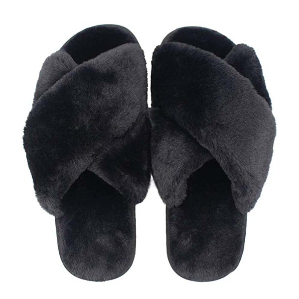 Topplopper for kvinner, åpne tå fuzzy fluffy hjemmesko Cozy Me