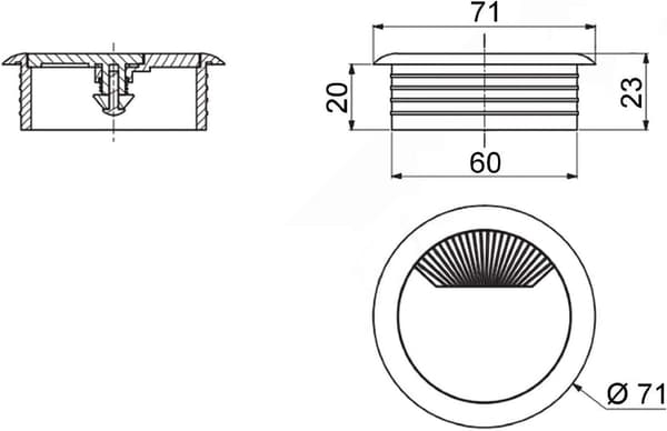10 x Kabelgenomföring Svart Kabelpassage Diameter 60 mm