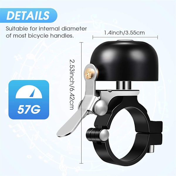 Mudder 2-pack cykelklocka cykelringklocka i aluminiumlegering cykel B