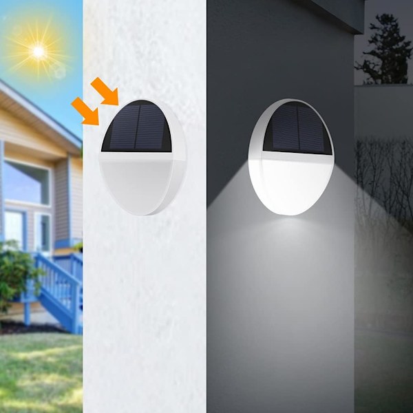 Dekorativ utomhusbelysning, gjuten aluminium solcellslampor för staket med passiv infraröd rörelsesensor, väderbeständig för innergårdar, trädgårdar,