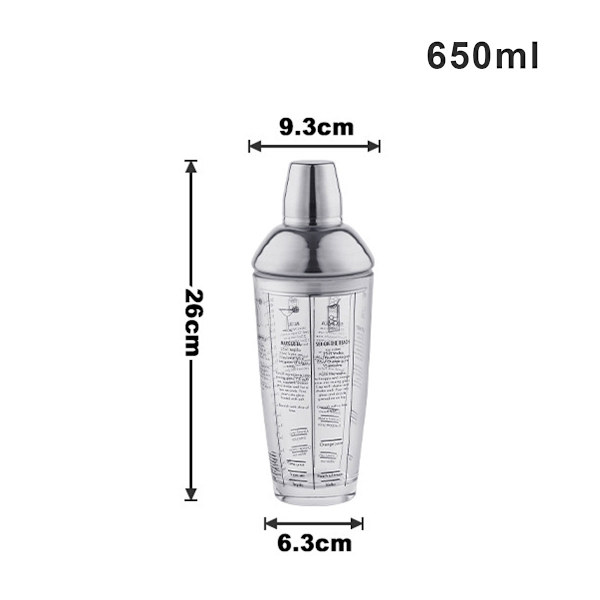 Glass cocktail shaker med cocktailoppskrift, klar glass shaker
