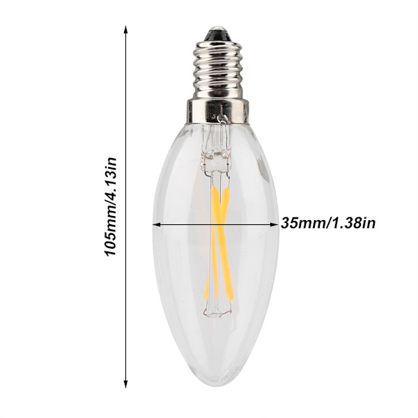 E14 2W LED-lampe Lyspære Lyspære Stearinlysform Varmt Hvit Lys AC 220V (2W)