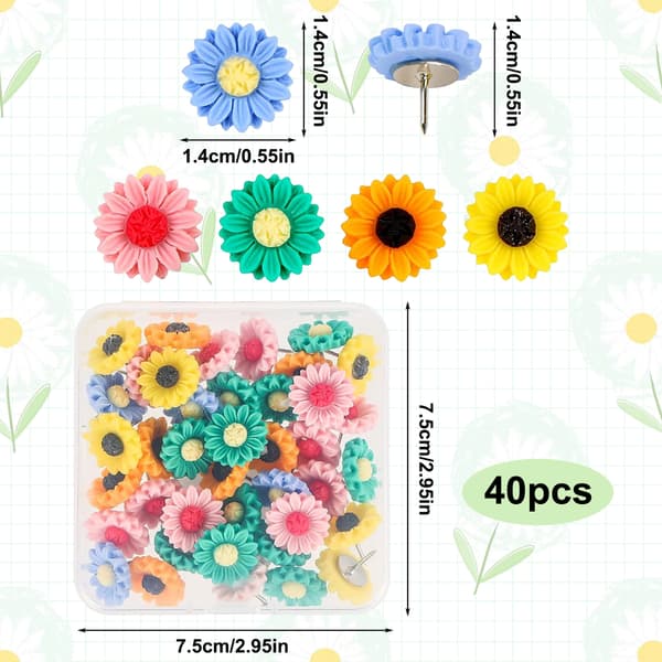 40 stk. Blomster Push Pins