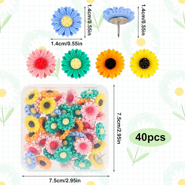40 stk Blomster Trykknapper