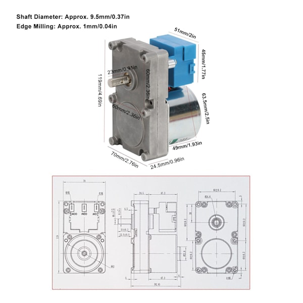 Augermatarmotor 20W Stark Ledningsförmåga Pelletsugnsmatarmotor för Elektrisk Spis Ugn Dryckesskåp AC220V 3r Per Minut (200kg.cm)