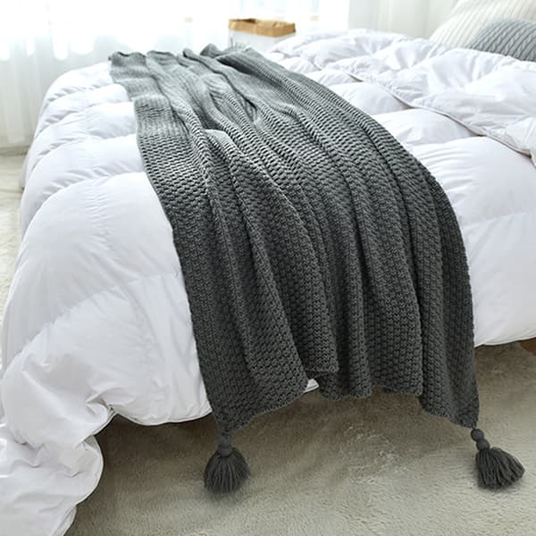 Myk Strikket Ullpledd Dusk Boho-pledd Koseteppe Sofateppe Kastepledd for Sofa Seng Stol Mørk Rosa 130 x 200 cm