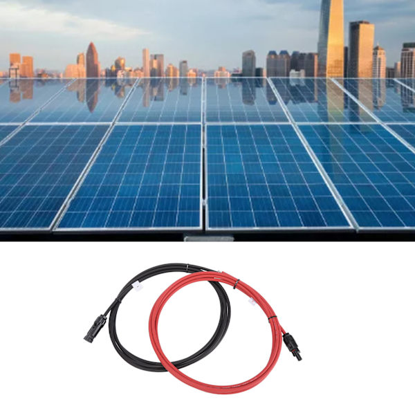 3 Meter Koblet Kobberkabler Solcellepanel Forlengelseskabel for Solfotovoltaisk Kabelutstyr Svart Rød