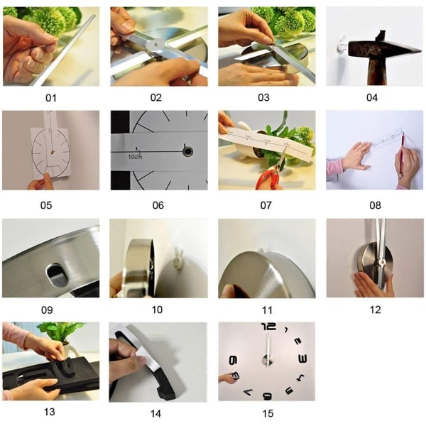 DIY Veggklokke, 3D Rammeløs Veggklokke, Moderne Design Dekor