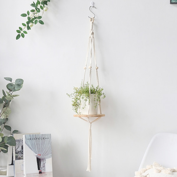 Macrame växt hängare - Inomhus hängande planter hylla - Dekorativ blomkruka hållare - Heminredning för suckulenter, kaktusar