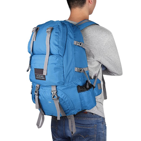 Free Knight 50L Vattentät Väska Nylon Camping Klättring Utomhus Resor Vandringsryggsäck Blå