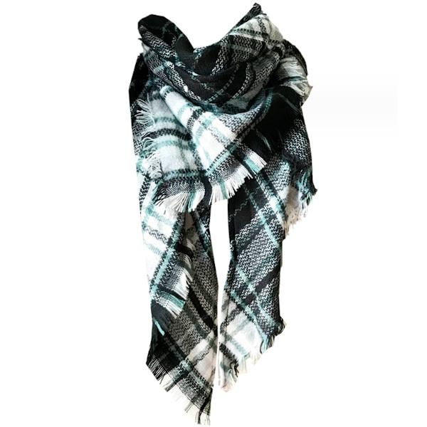 Dame Fall Winter Plaid Trekant Sjal Sjal Klassisk Kvast