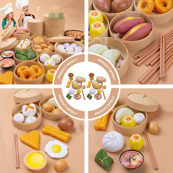 2 set barns pretend lek kök matlagning leksak ångad leksak