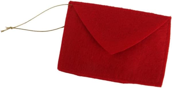 Festlig sett med 10 broderte julekonvolutter i filt