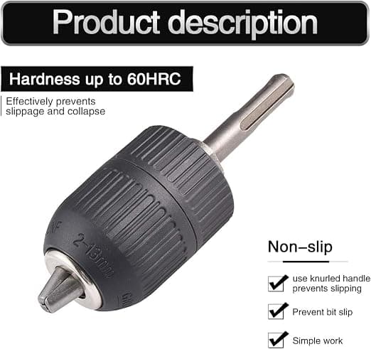 Nyckellös Stor 3-Backschuck Skruvmejseladapter med Snabbyte 1