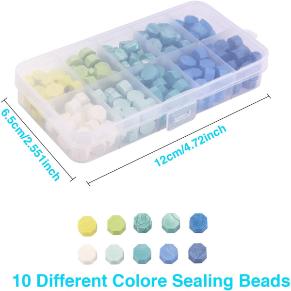 Tätningsvaxpärlor förpackade i plastlåda, 24 eller 10 färger