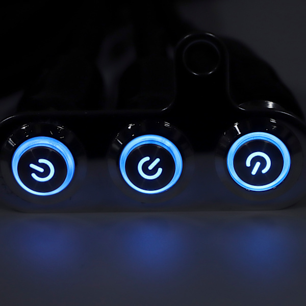 12V Motorcykel Styrstangskontakt LED Modificeringsbeslag Kontrol Trykknap med 3 stk. Kontaktknapper
