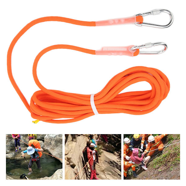 12mm utomhus bergsklättring säkerhetsrep överlevnad brandflykt räddningsrep, orange 10m