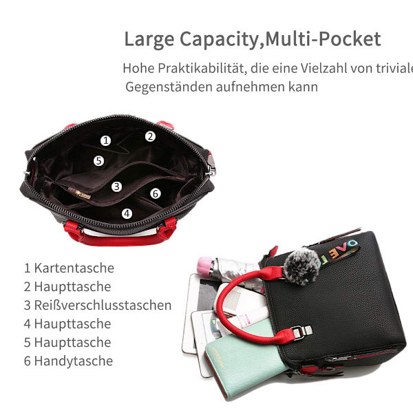 Mode Håndvesker Damevesker Elegant Shopper Tote Lær Skulderveske Kvinner Skulderveske Klassisk Håndtakveske for Kontor Daglig Bruk Svart