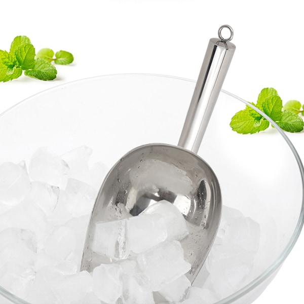 Elegant isspade för bred användning, rostfritt stål av livsmedelskvalitet, U-format skophuvud med slät kant och spegelpolerad yta, ergonomisk