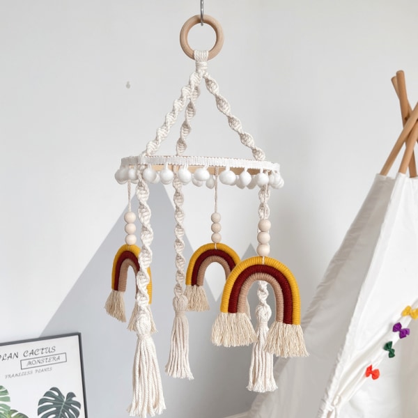 Regnbåge Mobil Hängande Macrame Baby Mobil Regnbåge Spjälsäng Mobil