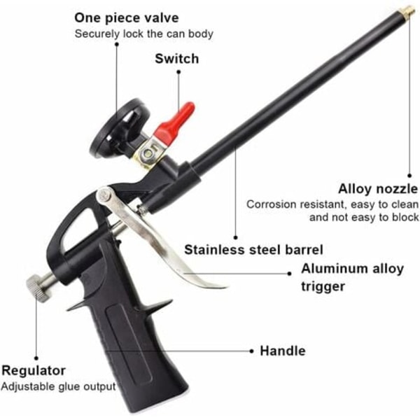 Professionell justerbar polyuretanskumspistol PU-skumpistol i metall Fogpistol med strömbrytare Nej