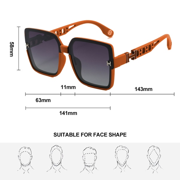 Square large frame high-end fashion sunglasses anti-ultraviolet