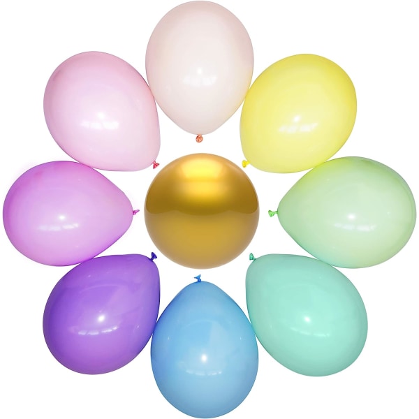 Pastellballonger i olika färger, 12 tum, 100-pack, regnbåge