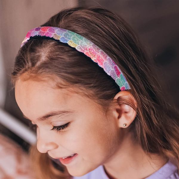 Glitter Hårbånd til Piger, Regnbue Hjerte Hårbånd til