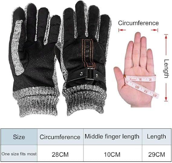 Brune Herre Vinter Læderhandsker Tykke Varme Fleece Vindtætte Handsker