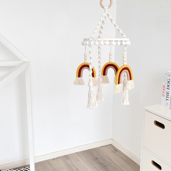 Regnbåge Mobil Hängande Macrame Baby Mobil Regnbåge Spjälsäng Mobil