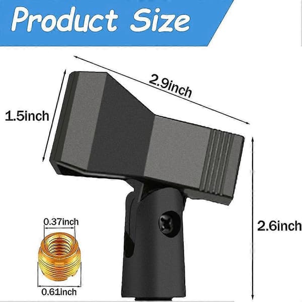 Mikrofonklips For Stativ Med 5/8 tommer Til 3/8 tommer Adaptere Mikrofonklips Holder Justerbar Mikrofon