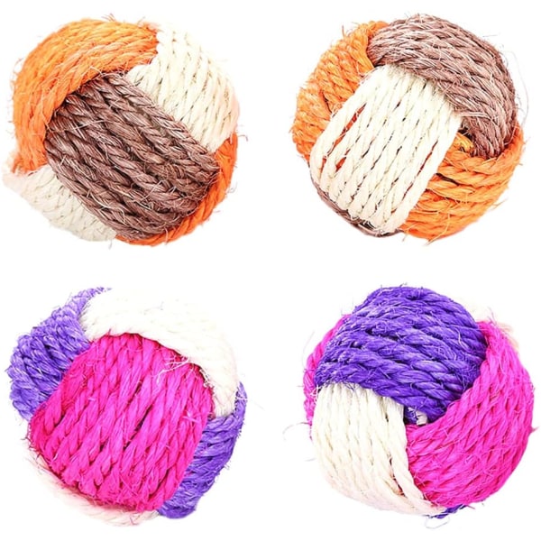 4 Pieces Cat Ball Sisal Ball Pet Cat Toys Cat Sisal Rope Ball