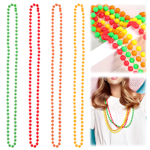 4 retro party neon necklace