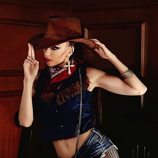 Cowboyhatt Maskeraddräkt Bred Brätte Western Cowgirl Hattar