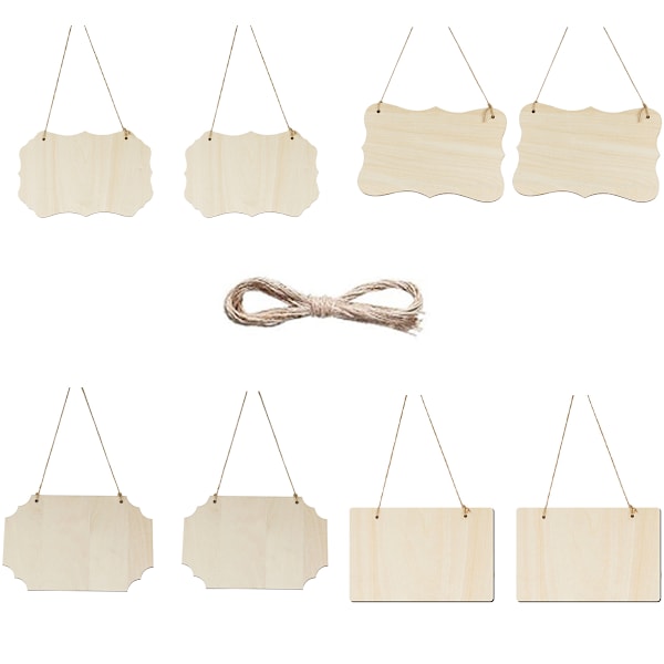 Hängande träplaketter för pyssel, oavslutad MDF träskylt 23,5*15 cm, anpassad dekor heminredning med jute snöre för upphängning, personlig anpassning