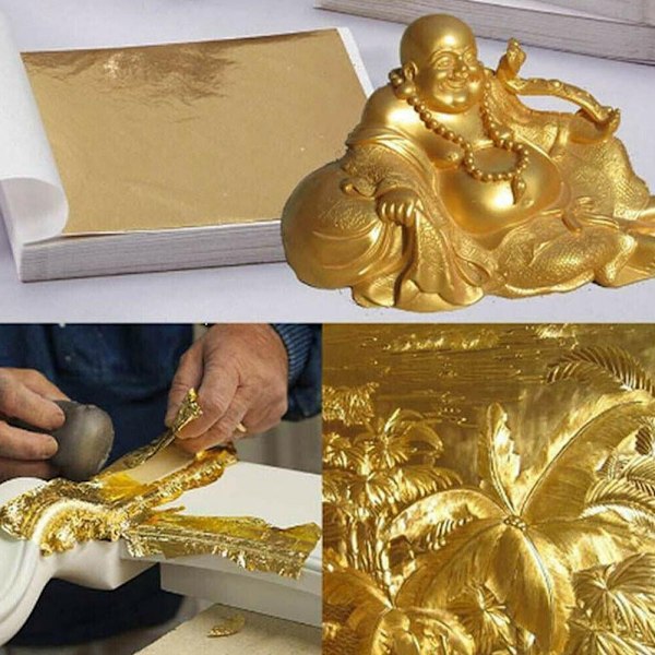 100 Ark Dubbel Guld DIY Folie Blad Papper Mat Tårta Ätbar Förgyllning Hantverk R0N8