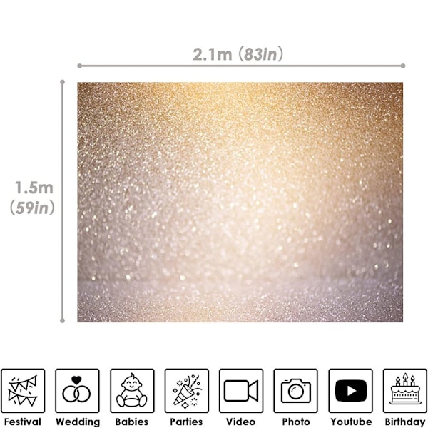 2,1x1,5M Glitter Baggrund Fotografi Gul Glitter Baggrund