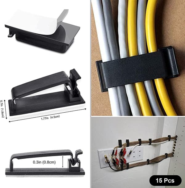 Sort kabelstyringssæt, 4 x kabelrør, 3 x skrivebord
