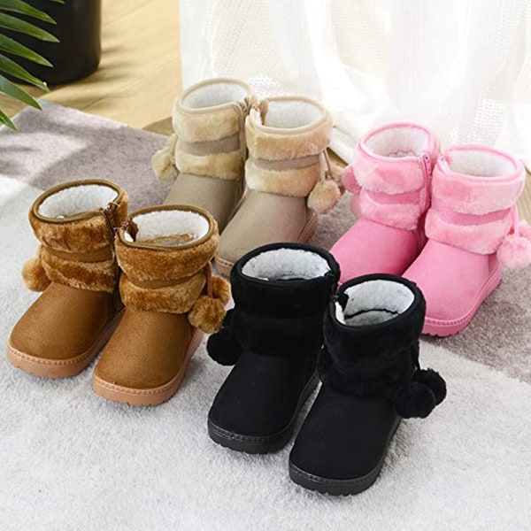 1 par Baby Boys Girls Snow Boots Premium Button Non Slip Soft S