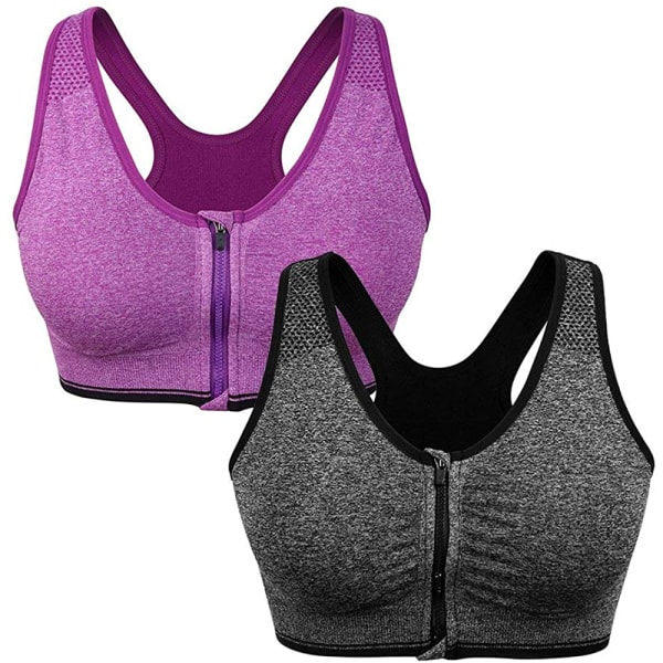 Women's Zip Front Sports Bra Wireless Post-Surgery Bra Active Yo