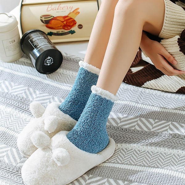 Vinter Varma Sockor Mjuka Plysch Sockor Stickade Sockor Tjocka Sängsockor Höga Sockor Vinter Varma Sockor Elastiska Jul