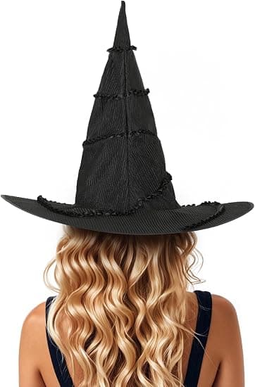 Halloween COS Trollmann/Heksehatt, Maskeradeball og Rollespillfester, Svart Plissert Hatt