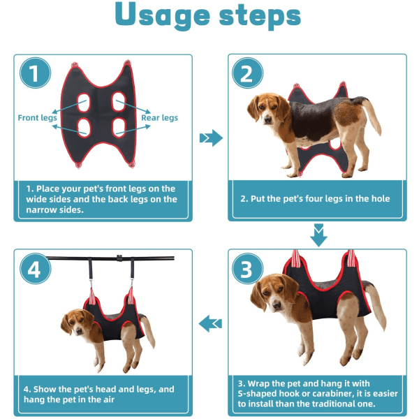 10-osainen lemmikkikoiran hoitohammock-valjaat kynsien leikkaamiseen