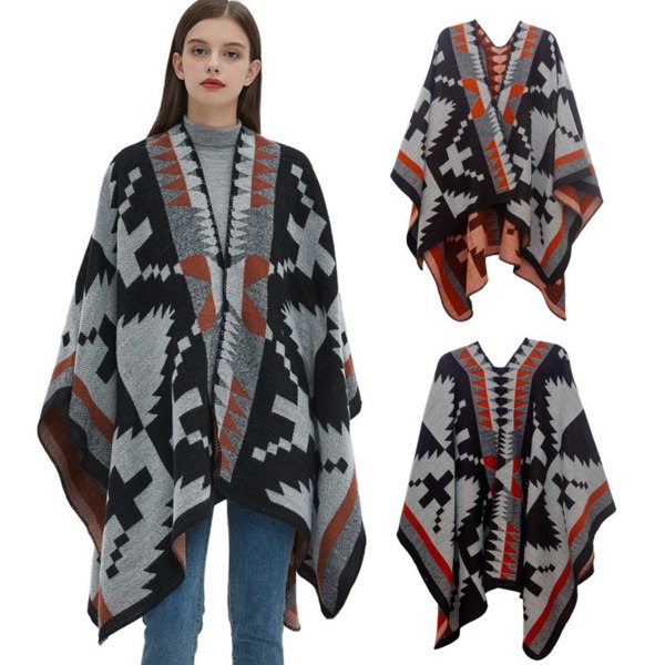 Dame Shawl Wrap Poncho Cardigan Trøje Åben Foran til