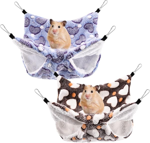 (Lila+Kaffe) Rått-hängmattor, 2-pack Illerhängmattor, Litet husdjur H