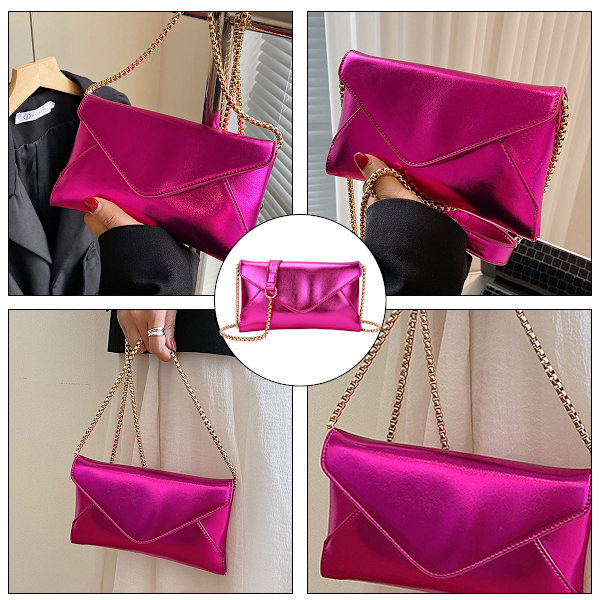 Skuldertaske, kvinders holografisk kuvert, clutch, håndtaske, kæde, crossbody taske, håndtaske