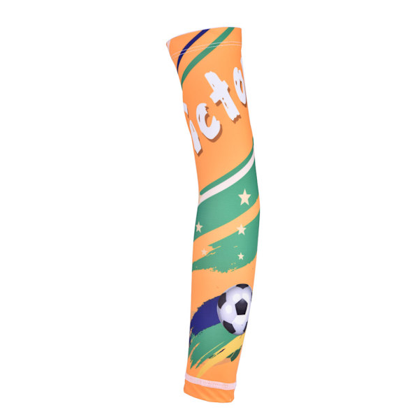 Herr Sport Andningsbar Snabbtorkande Elastisk Kompression Långt Skyddande Armskydd (Orange-XL)
